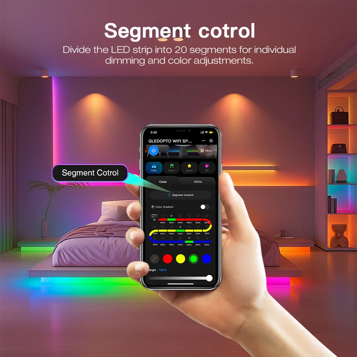 کۆنتڕۆڵی بڵاوکردنەوەی RGBIC+CCT زیرەک SPI تویا 15 ئەمپێر - 3