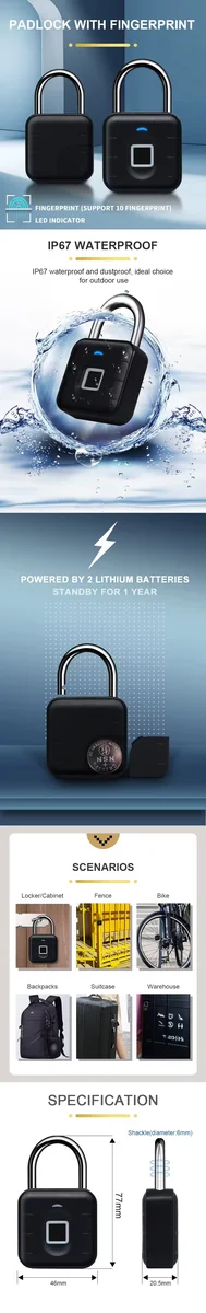 قەفڵی دەرگای زیرەکی بچوک تویا پەنجە پەڕکردن padlock - 13