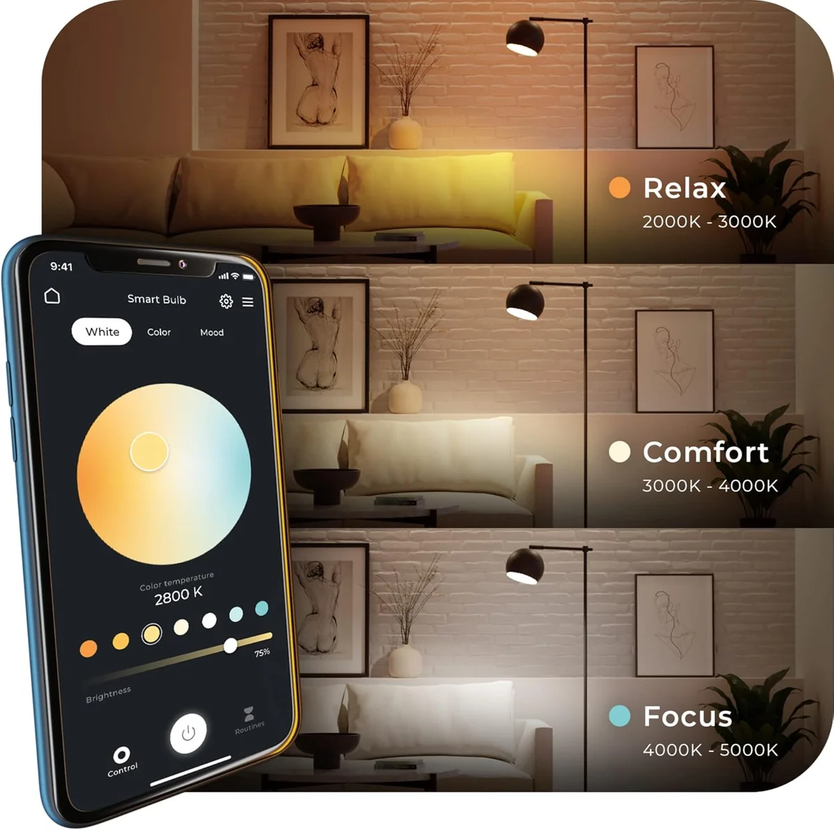 مصباح RGB+CCT سمارت 9 وات تویا بلوتوث - 3