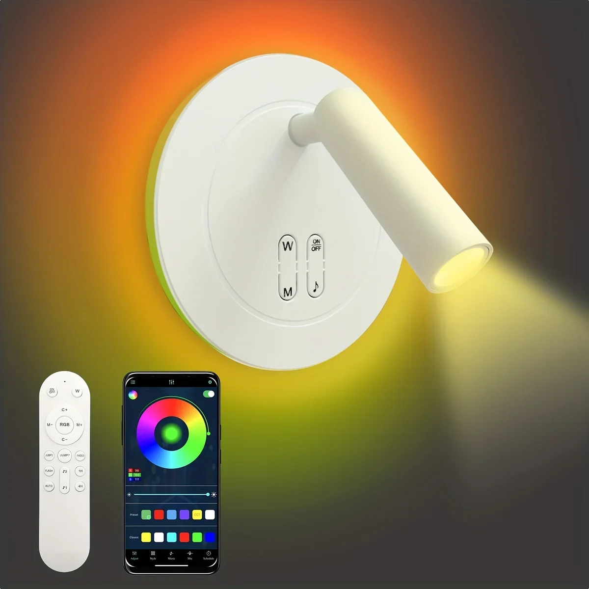 ئەڵەد جداری شێوە دائری ڕووناکاری RGB بە سپۆت لایت ڕووناکاری خۆر سمارت تویا