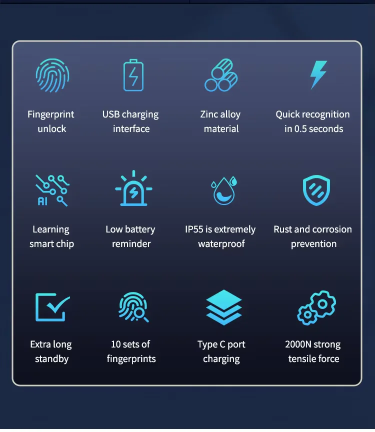 قەفڵی دەرگای زیرەکی بچوک تویا پەنجە پەڕکردن padlock - 3