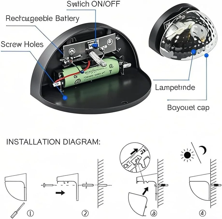 براكيت جداري طاقه شمسيه اناره شمسي شكل نصف دائره - 3