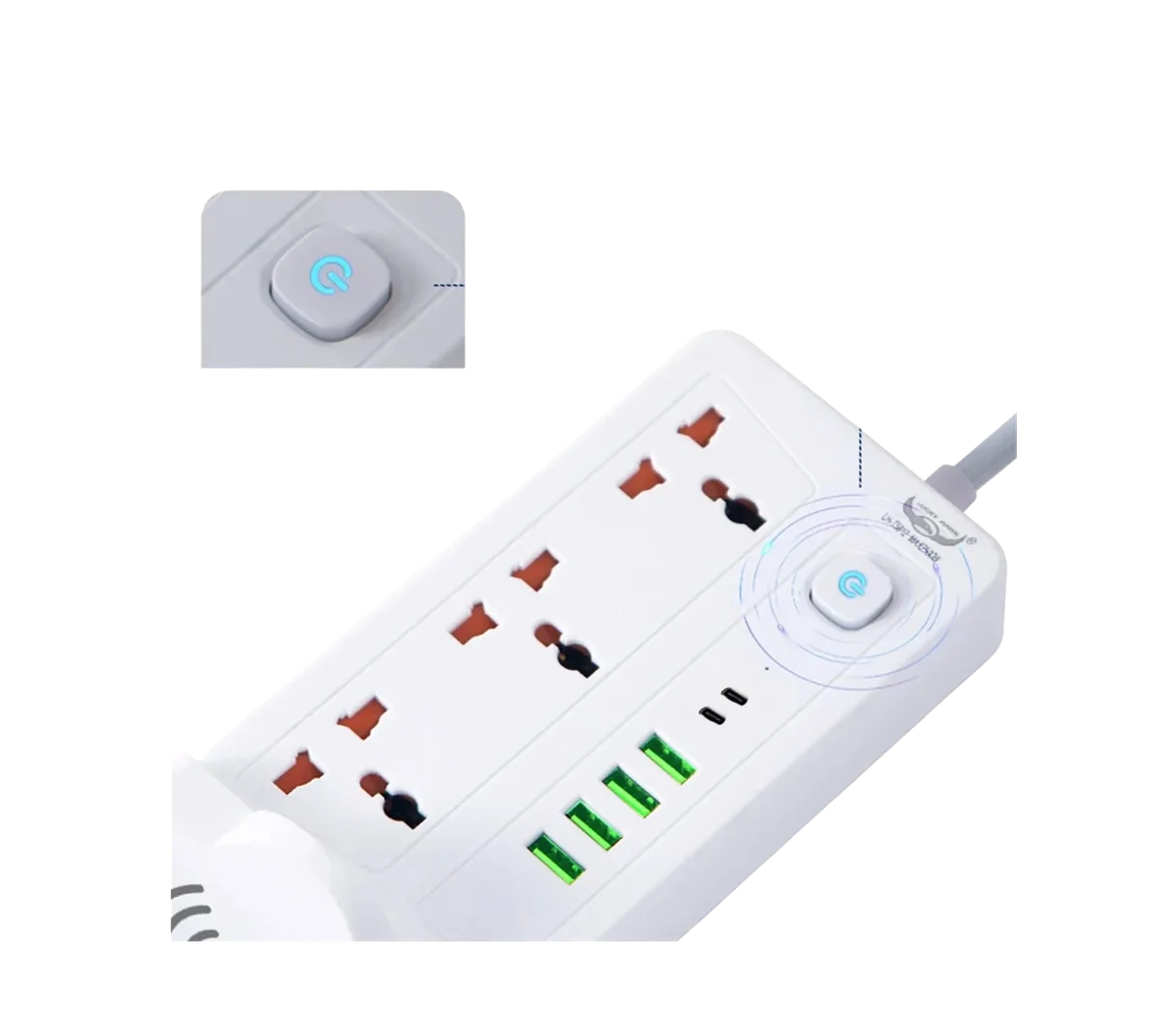 سيار 2 متر 3 مخارج 13 امبير + 4 مخارج usb+ مخرج تايب سي + شاحن وايرليس - 3