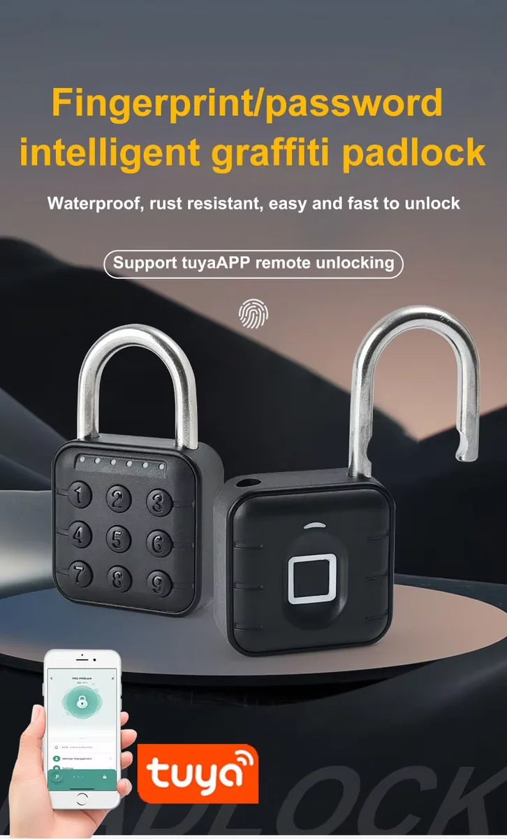 قەفڵی دەرگای زیرەکی بچوک تویا پەنجە پەڕکردن padlock - image 2
