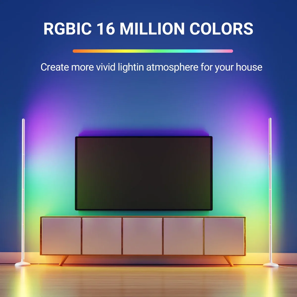 ستاندە زەوی RGBIC زیرەک بلوتوث و وایفای درێژایی 1.4 مەتر جەستەی سپی - 2
