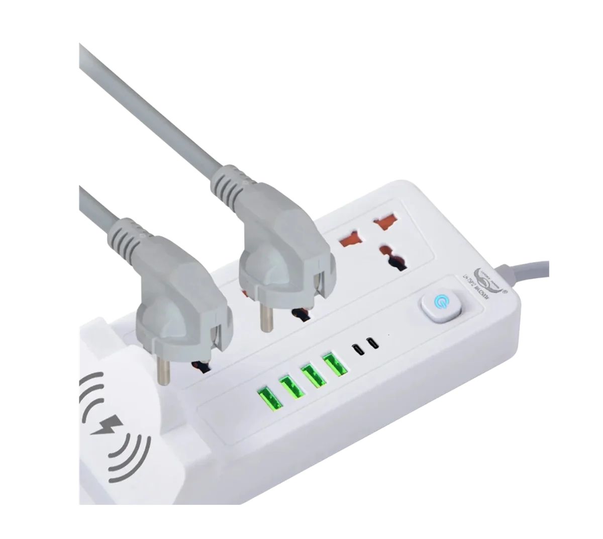 سيار 2 متر 3 مخارج 13 امبير + 4 مخارج usb+ مخرج تايب سي + شاحن وايرليس - 4